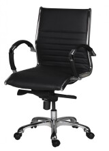 Bürostuhl in Schwarz aus Echtes Leder - 60x60x107cm (LxBxH)