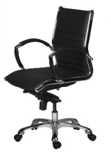 Bürostuhl in Schwarz aus Echtes Leder - 60x60x107cm (LxBxH)