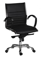 Bürostuhl in Schwarz aus Echtes Leder - 60x60x107cm...