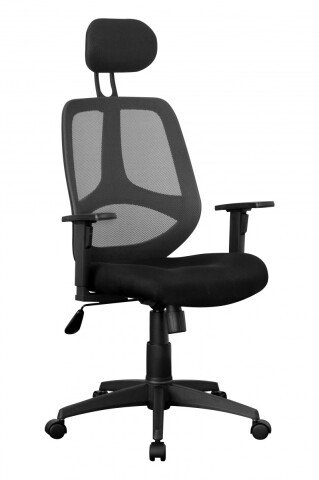 Bürostuhl in Schwarz aus Stoff und Netzgewebe - 57x61x127cm (LxBxH)