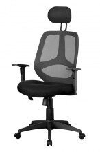 Bürostuhl in Schwarz aus Stoff und Netzgewebe - 57x61x127cm (LxBxH)