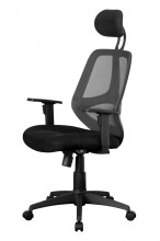 Bürostuhl in Schwarz aus Stoff und Netzgewebe - 57x61x127cm (LxBxH)