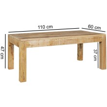 Couchtisch in Braun aus Kompletter Tisch: Massivholz Mango - 60x110x47cm (LxBxH)