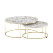 Couchtisch 2er Set Weiß Gold Marmor Optik Sofatisch...