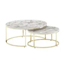 Couchtisch 2er Set Weiß Gold Marmor Optik Sofatisch...