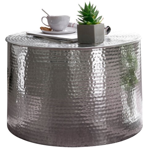 Couchtisch in Silber aus Kompletter Tisch: Aluminium (poliert) - 40cm (H)