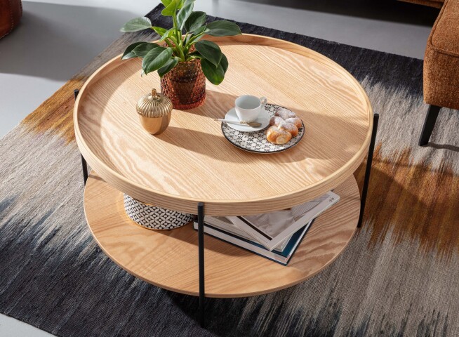 Couchtisch 78x78x40 cm Sofatisch Holz / Metall Wohnzimmertisch Eiche , 159,95 €