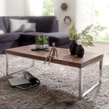 Couchtisch in Braun aus Sheesham Massivholz - 60x120x40cm (LxBxH)