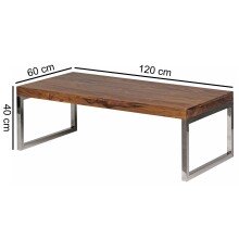 Couchtisch in Braun aus Sheesham Massivholz - 60x120x40cm (LxBxH)