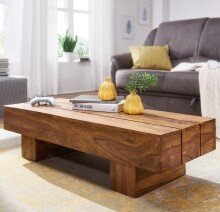 Couchtisch in Braun aus Sheesham Massivholz - 45x120x30cm (LxBxH)