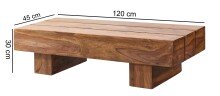 Couchtisch in Braun aus Sheesham Massivholz - 45x120x30cm (LxBxH)