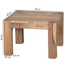 Couchtisch in Braun aus Akazie Massivholz - 60x60x40cm (LxBxH)