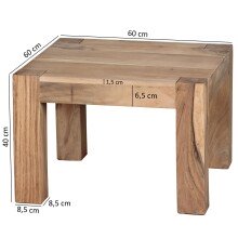 Couchtisch in Braun aus Akazie Massivholz - 60x60x40cm (LxBxH)