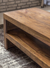 Couchtisch in Braun aus Sheesham Massivholz - 45x110x45cm (LxBxH)