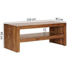 Couchtisch in Braun aus Sheesham Massivholz - 45x110x45cm (LxBxH)