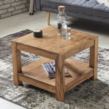 Couchtisch in Braun aus Naturbelassenes Akazie Massivholz - 60x60x45cm (LxBxH)