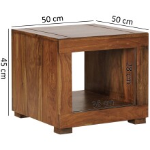 Couchtisch in Braun aus Sheesham Massivholz - 50x50x45cm (LxBxH)