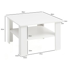 Couchtisch in Weiß - 60x60x42cm (LxBxH)