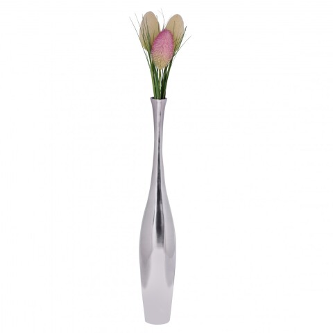 Dekovase in Silber aus Aluminium - 12x12x75cm (LxBxH)