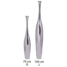 Dekovase in Silber aus Aluminium - 12x12x75cm (LxBxH)