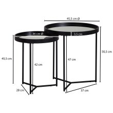 Satztisch (2er Set) in Schwarz - 45x45x50 (LxBxH)
