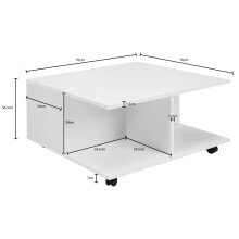 Couchtisch in Weiß - 70x70x36cm (LxBxH)