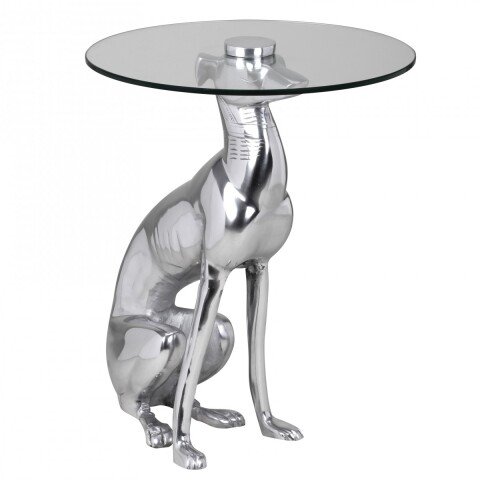 Beistelltisch in Silber aus Gestell: Aluminium Tischplatte: Glas - 50cm (H)