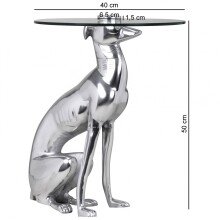 Beistelltisch in Silber aus Gestell: Aluminium Tischplatte: Glas - 50cm (H)