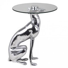Beistelltisch in Silber aus Gestell: Aluminium Tischplatte: Glas - 50cm (H)