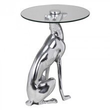 Beistelltisch in Silber aus Gestell: Aluminium Tischplatte: Glas - 50cm (H)