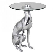 Beistelltisch in Silber aus Gestell: Aluminium Tischplatte: Glas - 50cm (H)
