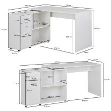Schreibtisch in Weiß - 120x107x75cm (LxBxH)