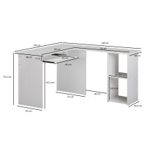 Schreibtisch in Weiß - 140x120x75cm (LxBxH)