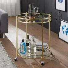Servierwagen in Gold - 57x57x75 (LxBxH)