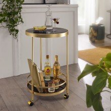 Servierwagen in Gold - 45x45x76 (LxBxH)
