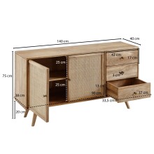 Sideboard in Braun - 140x40x75 (LxBxH)