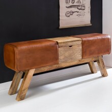Design Turnbock Sitzbank Braun Aufbewahrungsfach 120 x 29...