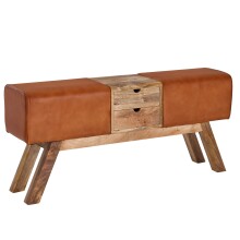 Design Turnbock Sitzbank Braun mit Schubladen 120x56x30...