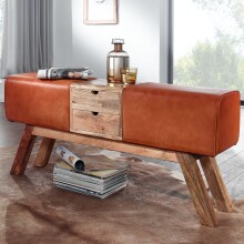 Design Turnbock Sitzbank Braun mit Schubladen 120x56x30...