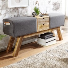 Design Turnbock Sitzbank Grau mit Schubladen 120x56x30 cm...