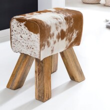 Design Turnbock Sitzhocker Ziegenfell Braun / Weiß...