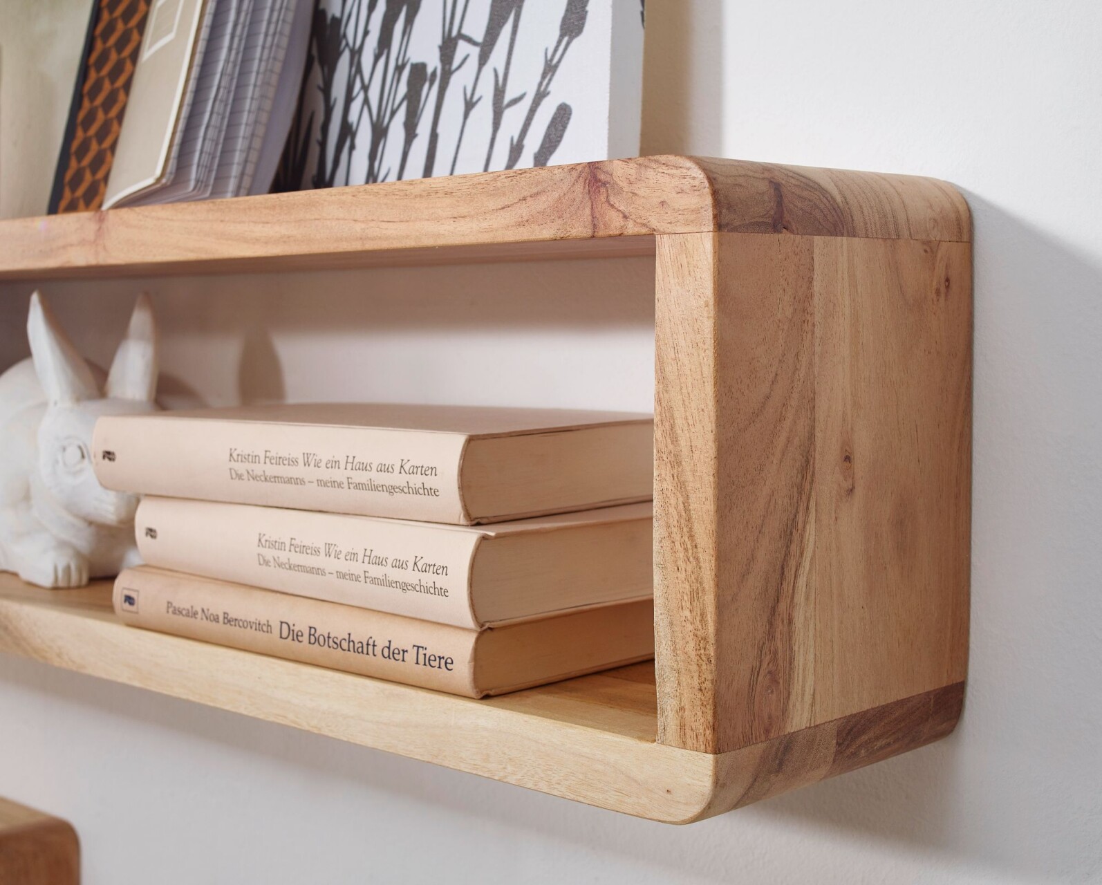 Design Wandregal 3er Set BOHA Massiv Holzregale Akazie Landhausstil