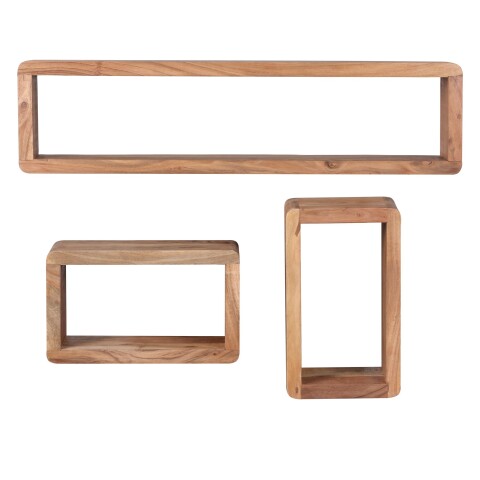 Wandregal (3er Set) in Braun - 80x15x20 (LxBxH)