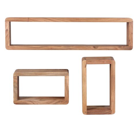 Wandregal (3er Set) in Braun - 80x15x20 (LxBxH)