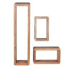 Wandregal (3er Set) in Braun - 80x15x20 (LxBxH)