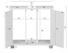 Waschbeckenunterschrank in Weiß - 60x30x55cm (LxBxH)