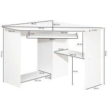 Eckschreibtisch in Weiß - 48x94x90cm (LxBxH)