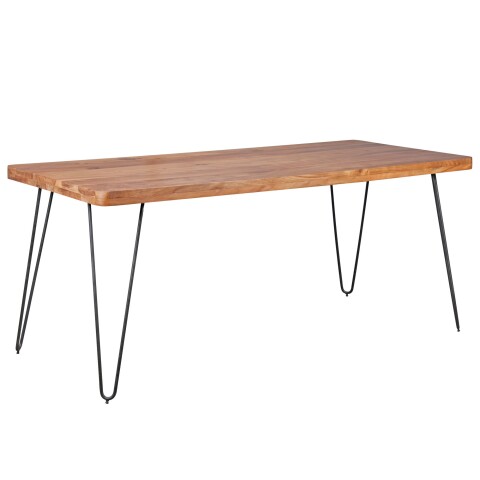 Esstisch in Braun aus Akazie Massivholz Beine: Metall - 80x180x76cm (LxBxH)