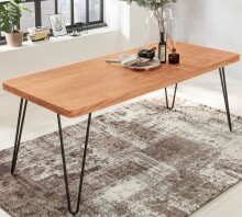 Esstisch in Braun aus Akazie Massivholz Beine: Metall - 80x180x76cm (LxBxH)