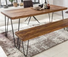 Esstisch in Braun aus Massivholz Sheesham - 80x160x76cm (LxBxH)